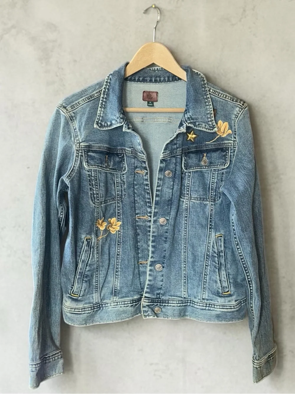 Ralph Lauren Denim Military Star Embroidered Flower Collector Jean Jacket Sz 14 - Picture 2 of 12